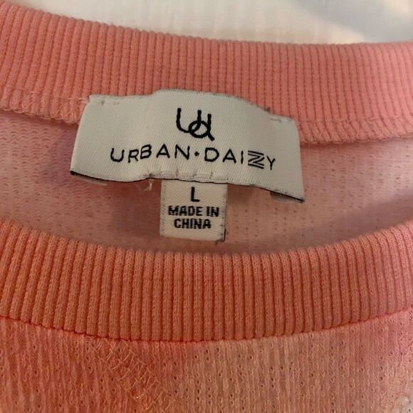 Urban Daizy light-weight sweatshirt women's Large pink white athleisure Boho EUC - Picture 2 of 9
